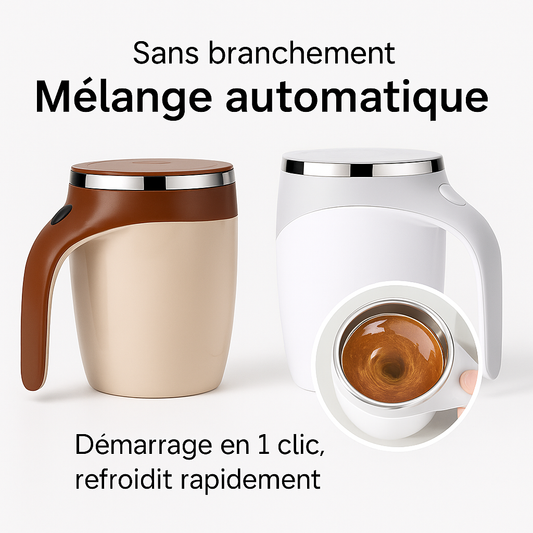 Tasse auto-mélangeuse magnétique rechargeable (304 inox)